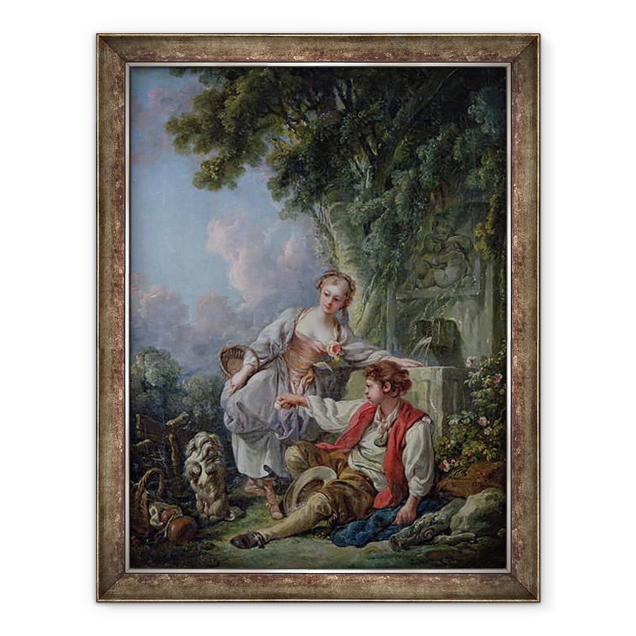 Tablou inramat - Francois Boucher - Ascultarea recompensata sau educatia unui caine, 70 x 90 cm