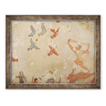Tablou inramat - Etruscan - Vanator de pasari, din Mormantul Vanatorii si Pescuitul, 70 x 90 cm Tablou inramat - Etruscan - Vanator de pasari, din Mormantul Vanatorii si Pescuitul, 70 x 90 cm