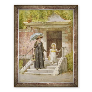 Tablou inramat - George Goodwin Kilburne - Mergand la cumparaturi, 70 x 90 cm Tablou inramat - George Goodwin Kilburne - Mergand la cumparaturi, 70 x 90 cm