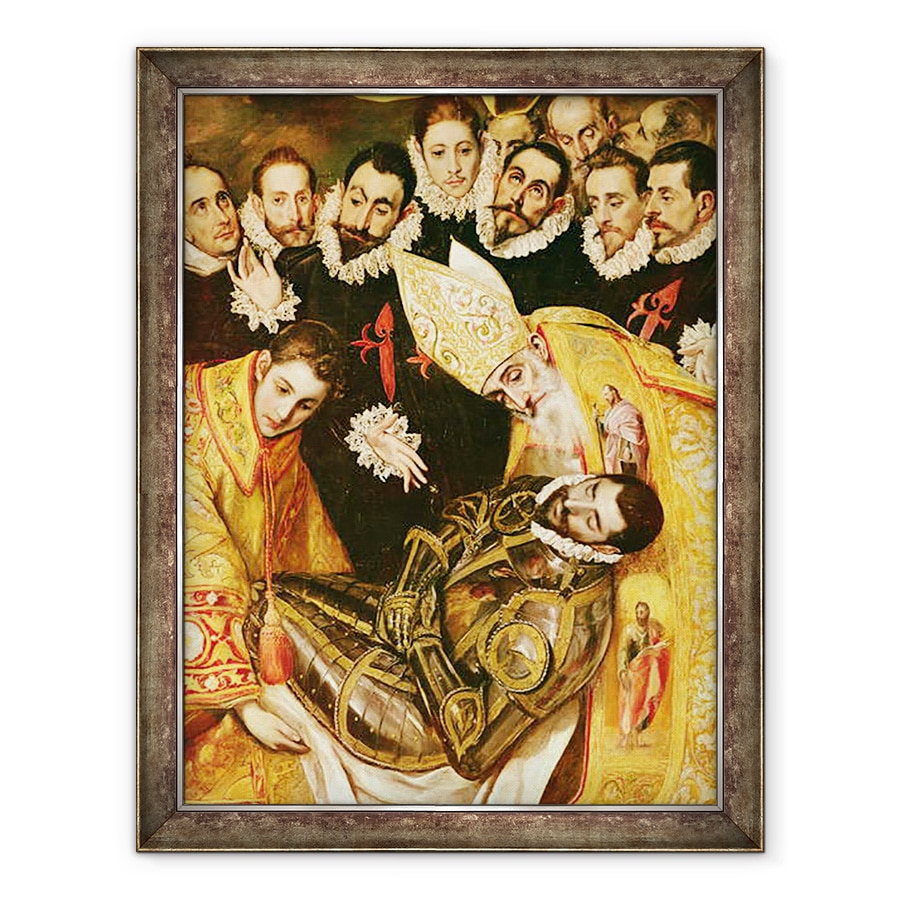 Tablou inramat - El Greco - inmormantarea contelui Orgaz, detaliu al contelui impreuna cu Sfantul stefan si Sfantul Augustin, 60 x 80 cm