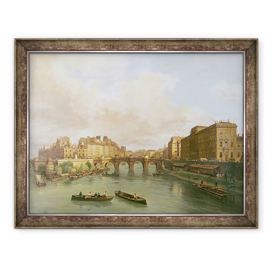 Tablou inramat - Giuseppe Canella - Pont Neuf, Ile de la Cite, Monetaria Parisului si Quay Conti, 60 x 80 cm