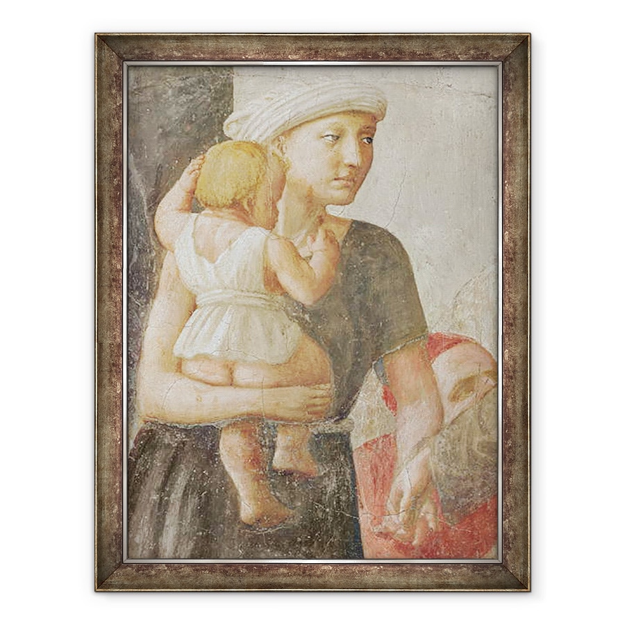 Tablou inramat - Tommaso Masaccio - Detaliu al femeii si copilului, de la Sf. Petru si Sfantul Pavel Distribuind pomana, 60 x 80 cm