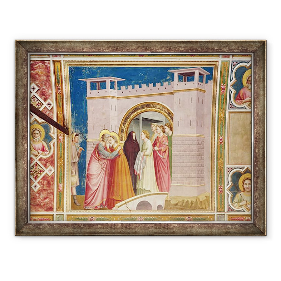 Tablou inramat - Giotto di Bondone - intalnirea lui Ioachim si a Annei la Poarta de Aur, 60 x 80 cm