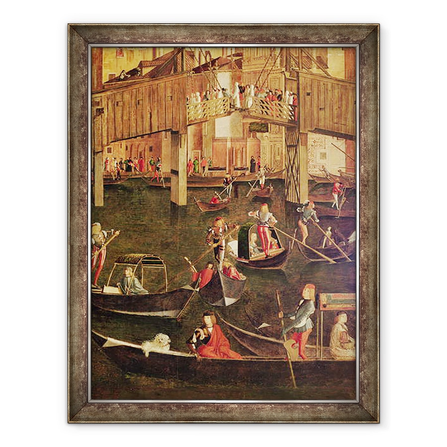 Tablou inramat - Vittore Carpaccio - Detaliu al miracolului relicvei Crucii Adevarate pe Podul Rialto, 60 x 80 cm
