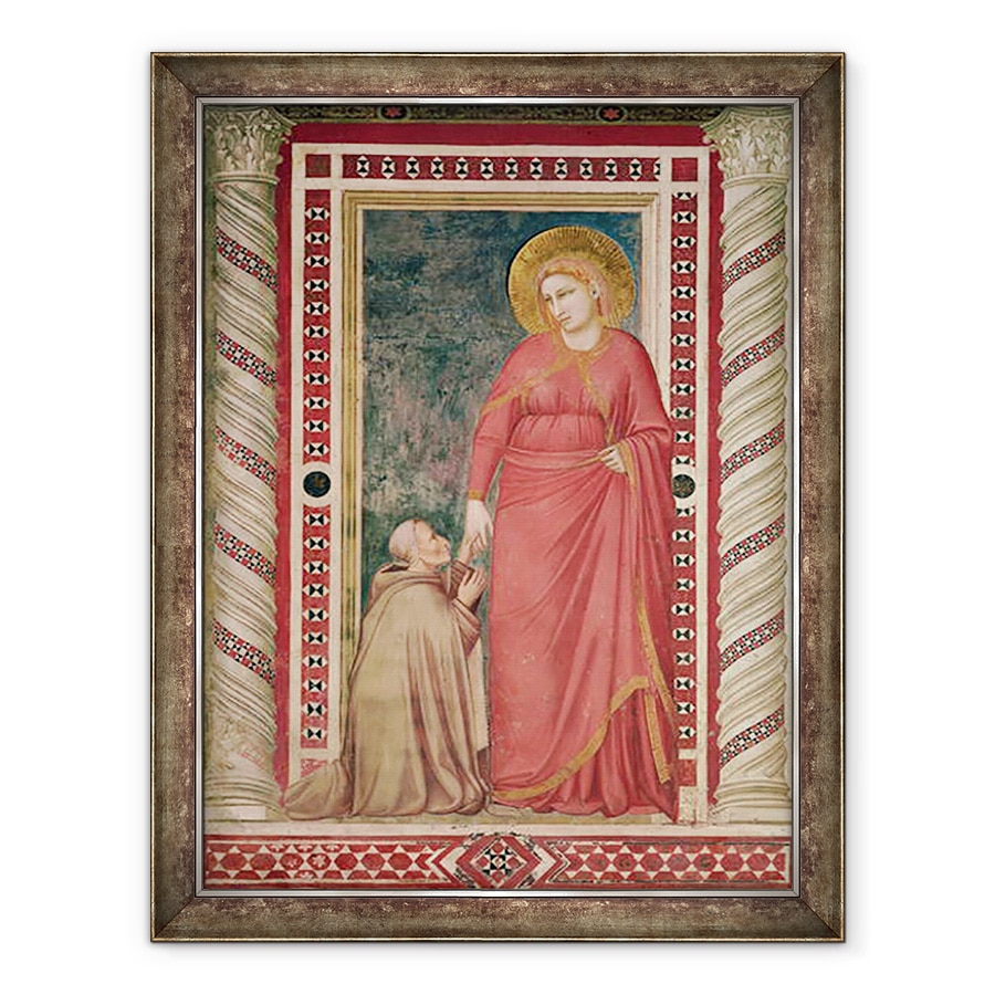 Tablou inramat - Giotto di Bondone - Episcopul Pontano ingenuncheaza in fata Sfintei Maria Magdalene, Capela Magdalena, 60 x 80 cm