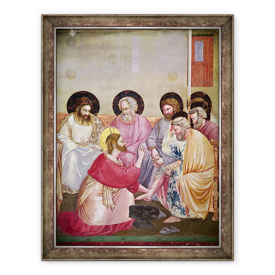 Tablou inramat - Giotto di Bondone - Hristos Spaland picioarele ucenicilor, detalii despre Hristos si sase discipoli, 70 x 90 cm