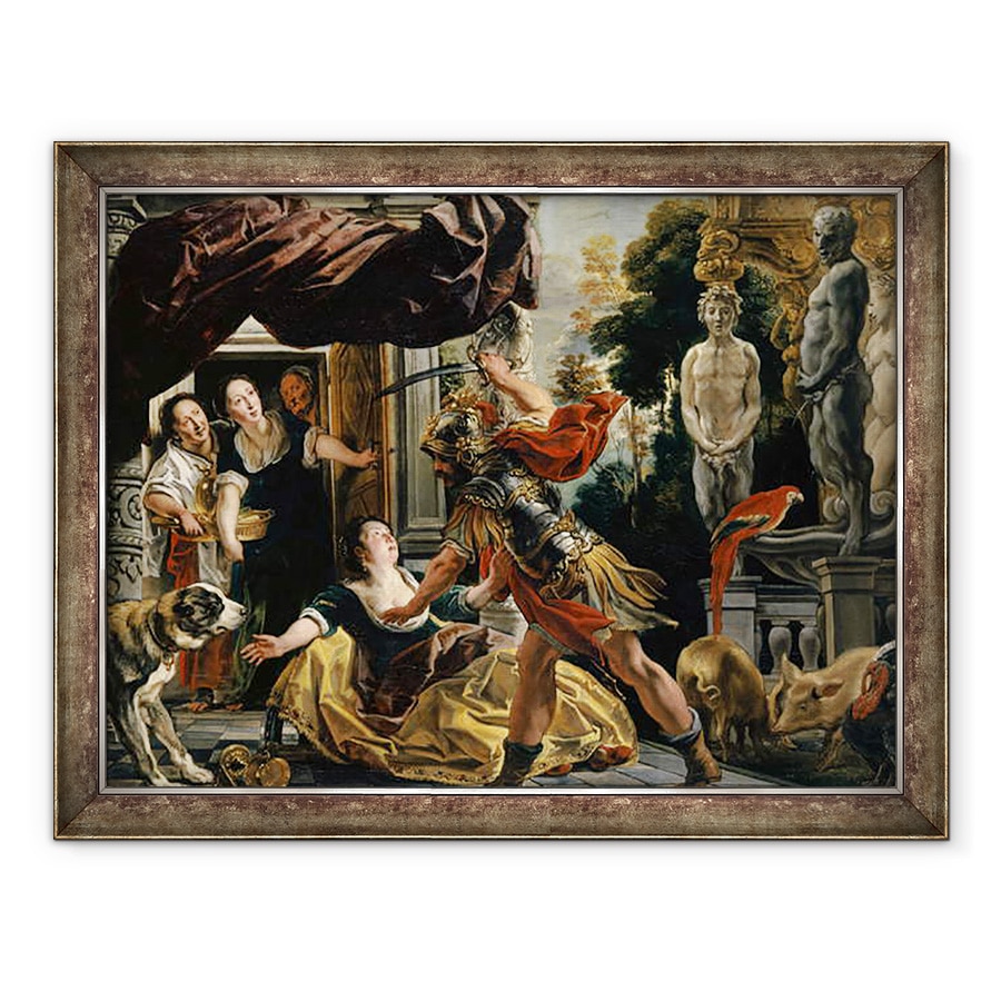 Tablou inramat - Jacob Jordaens - Ulise ameninta Circe, 60 x 80 cm