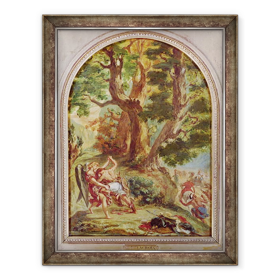 Tablou inramat - Ferdinand Victor Eugene Delacroix - Jacob Lupta cu ingerul, 60 x 80 cm