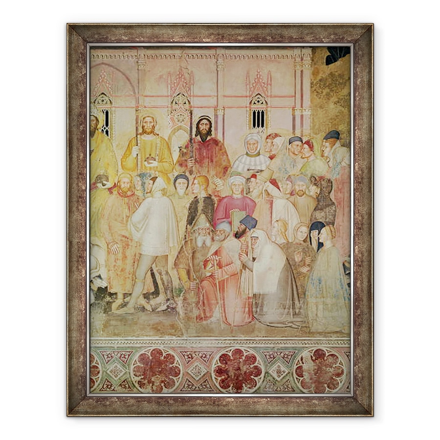 Tablou inramat - Andrea di Bonaiuto - Biserica Militant si Triumfant, detaliu al aripii drepte a autoritatilor laice cu Santa Maria del Fiore in fundal, 60 x 80 cm