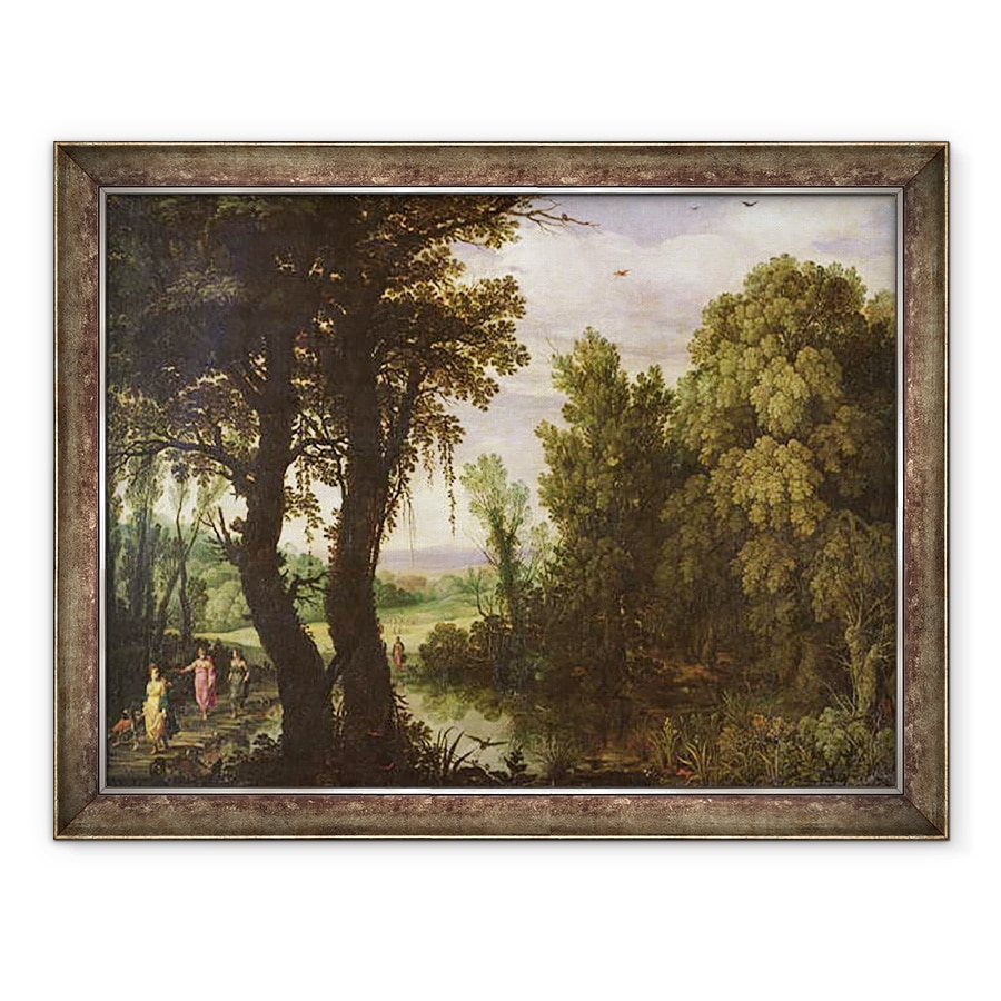 Tablou inramat - Paul Brill - Diana, cu nimfele ei insotitoare, plecand la vanatoare., 60 x 80 cm