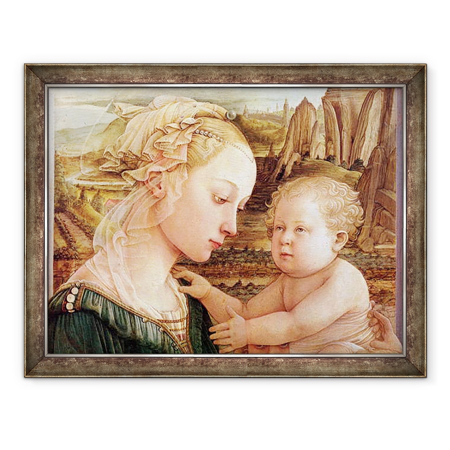 Tablou inramat - Fra Filippo Lippi - Detaliu al Madonnei si Copilului cu ingeri, 60 x 80 cm