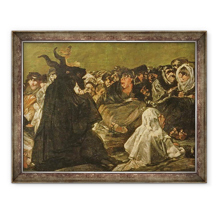 Tablou inramat - Francisco Jose de Goya y Lucientes - Sabatul vrajitoarelor sau Marele He-Capra una dintre Picturile negre, 60 x 80 cm