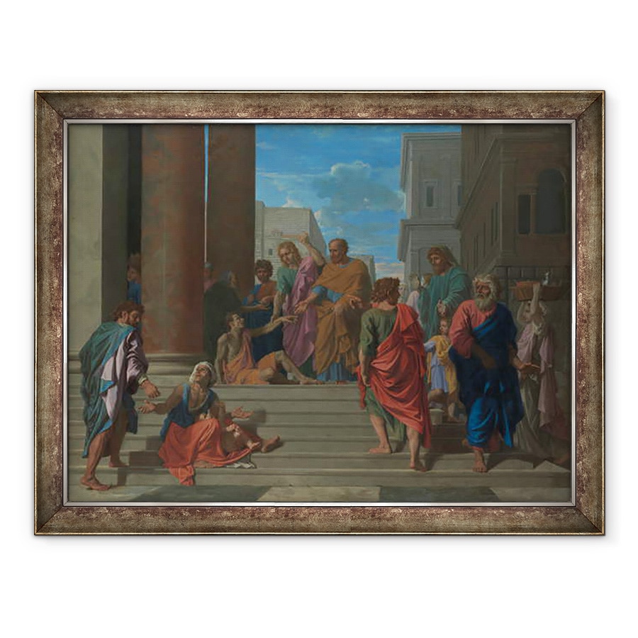 Tablou inramat - Nicolas Poussin - Sfintii Petru si Ioan vindecand omul schiop, 60 x 80 cm