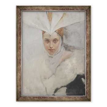 Tablou inramat - Edwin Austin Abbey - Femeie cu frizura osprey si guler de blana alba, 70 x 90 cm Tablou inramat - Edwin Austin Abbey - Femeie cu frizura osprey si guler de blana alba, 70 x 90 cm