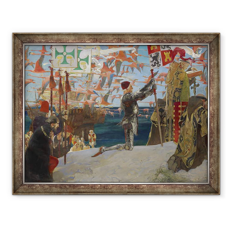 Tablou inramat - Edwin Austin Abbey - Columb in Lumea Noua, 70 x 90 cm