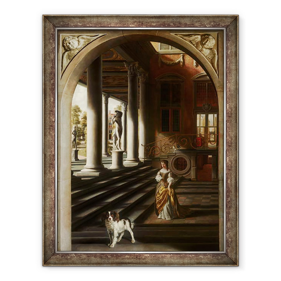 Tablou inramat - Samuel van Hoogstraten - Vizualizare in perspectiva cu o femeie care citeste o scrisoare, 70 x 90 cm