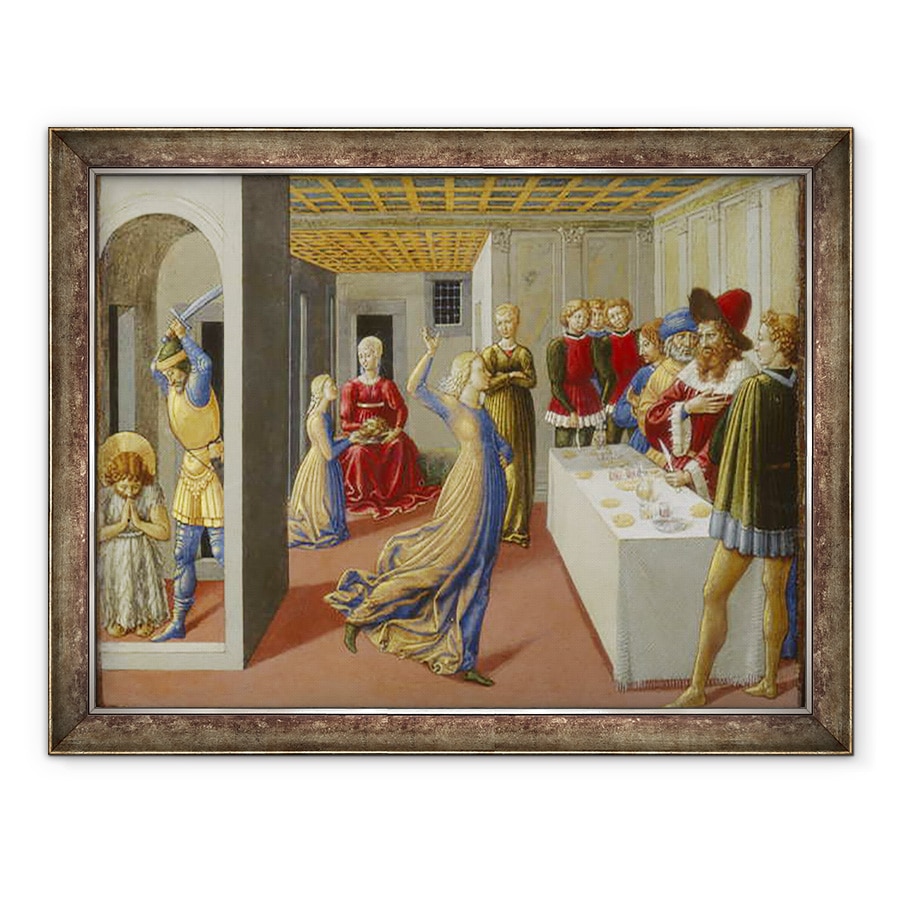 Tablou inramat - Benozzo di Lese di Sandro Gozzoli - Sarbatoarea lui Irod si decapitarea Sfantului Ioan Botezatorul, 70 x 90 cm