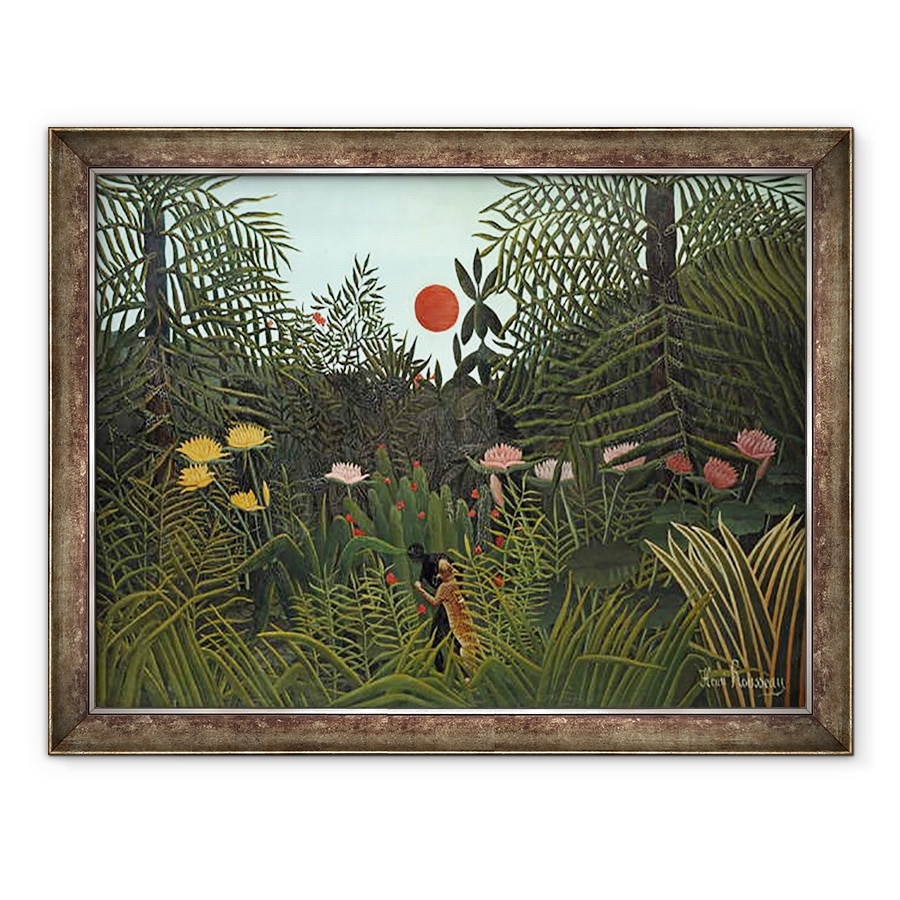 Tablou inramat - Henri J.F. Rousseau - Negro atacat de un Jaguar, 60 x 80 cm