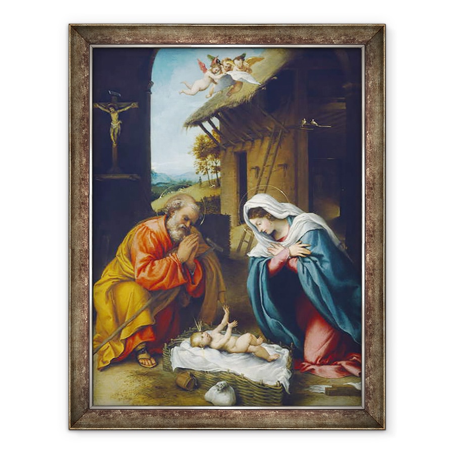 Tablou inramat - Lorenzo Lotto - Nasterea Domnului, 60 x 80 cm