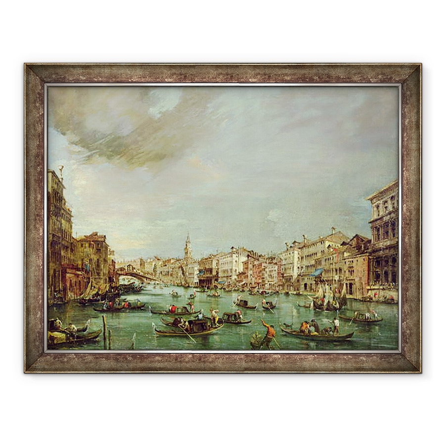 Tablou inramat - Francesco Guardi - Marele Canal privind spre Rialto cu Palazzo Grimani si Palazzo Manin, 70 x 90 cm