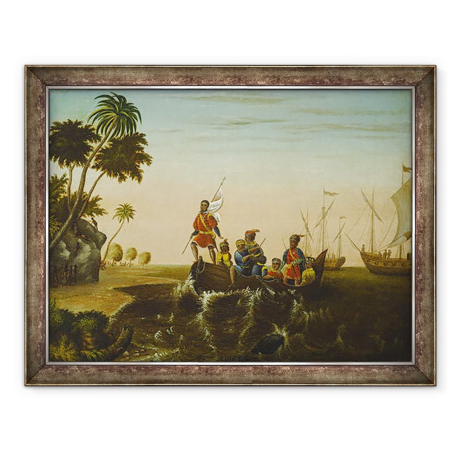 Tablou inramat - Edward Hicks - Aterizarea lui Columb, 60 x 80 cm