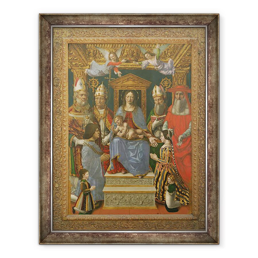 Tablou inramat - Master of the Pala Sforzesca - Fecioara si Pruncul Intronat cu Doctorii Bisericii si familia lui Ludovico il Moro, 60 x 80 cm