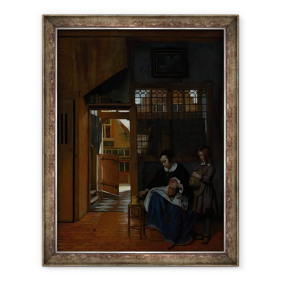 Tablou inramat - Pieter de Hooch - O femeie pregateste paine si unt pentru un baiat, 60 x 80 cm