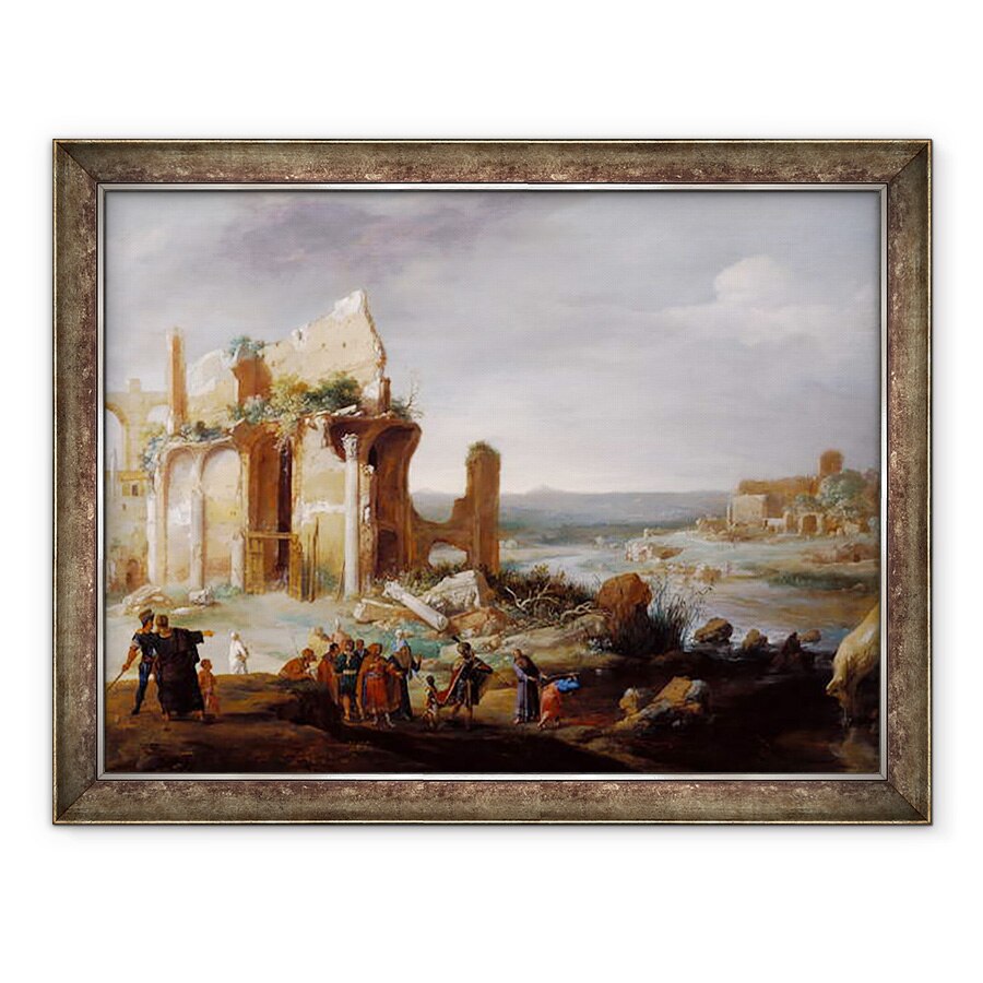 Tablou inramat - Bartholomeus Breenbergh - Moise si Aaron schimband raurile Egiptului in sange, 70 x 90 cm