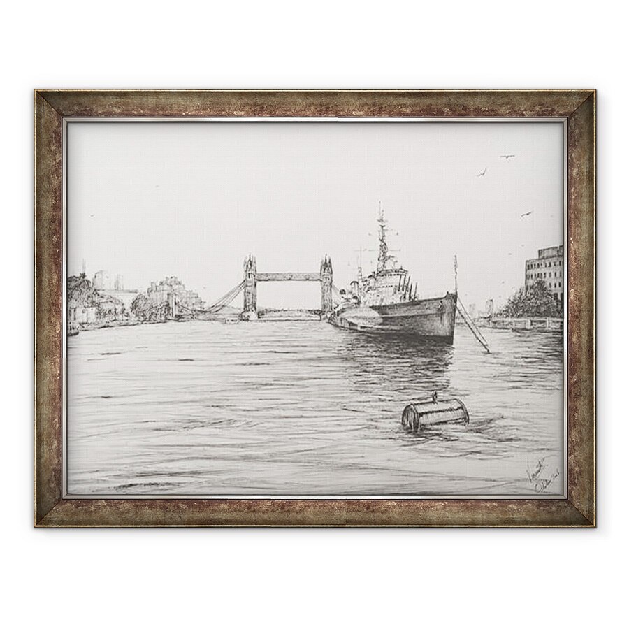 Tablou inramat - Vincent Alexander Booth - HMS Belfast pe raul Tamisa Londra, 2006, 60 x 80 cm