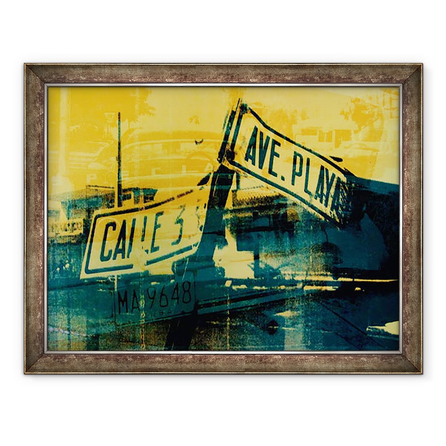 Tablou inramat - David Studwell - Semnul de strada verde si galben, 60 x 80 cm