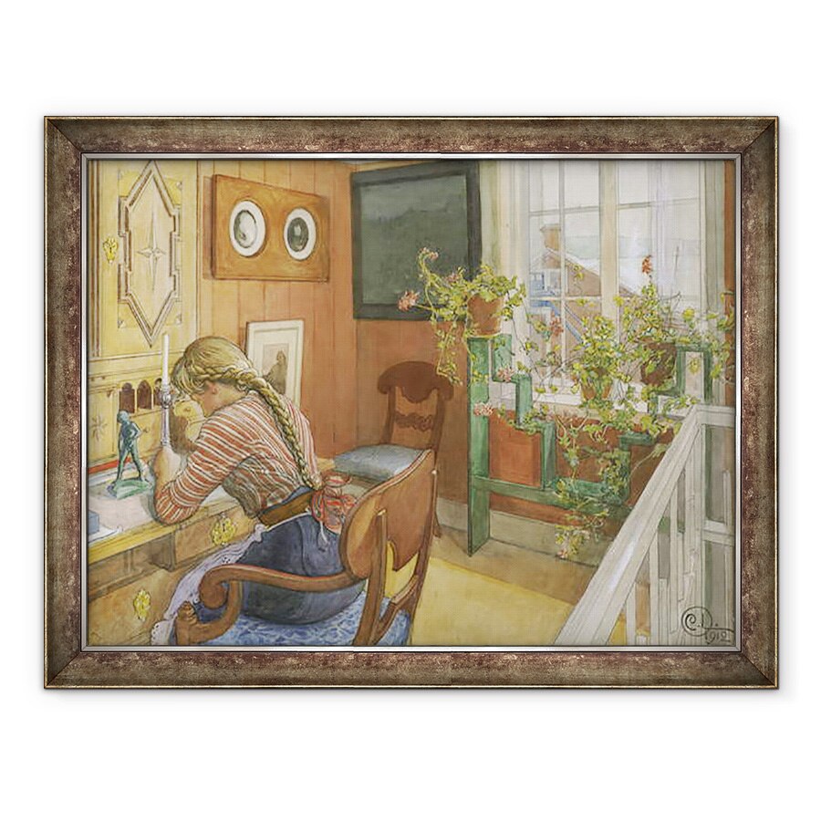 Tablou inramat - Carl Larsson - Scrierea scrisorilor, 70 x 90 cm