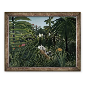 Tablou inramat - Henri J.F. Rousseau - Jaguar ataca un cal, 70 x 90 cm Tablou inramat - Henri J.F. Rousseau - Jaguar ataca un cal, 70 x 90 cm