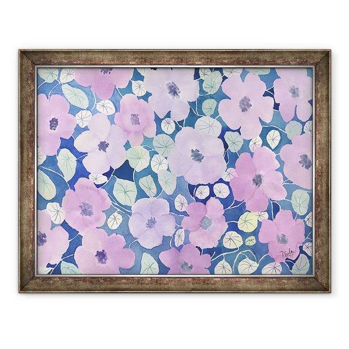 Tablou inramat - Neela Pushparaj - flori in roz, 60 x 80 cm