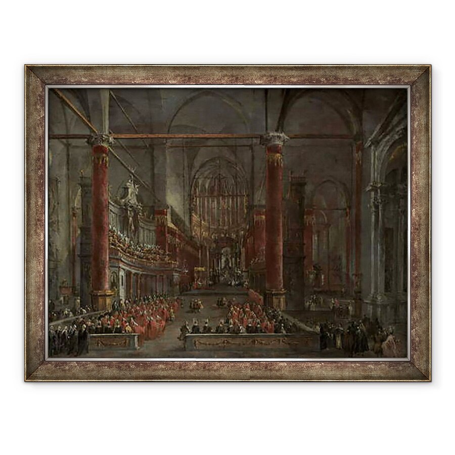 Tablou inramat - Francesco Guardi - Ceremonia pontificala in SS. Giovanni e Paolo, Venetia, 1782, 70 x 90 cm