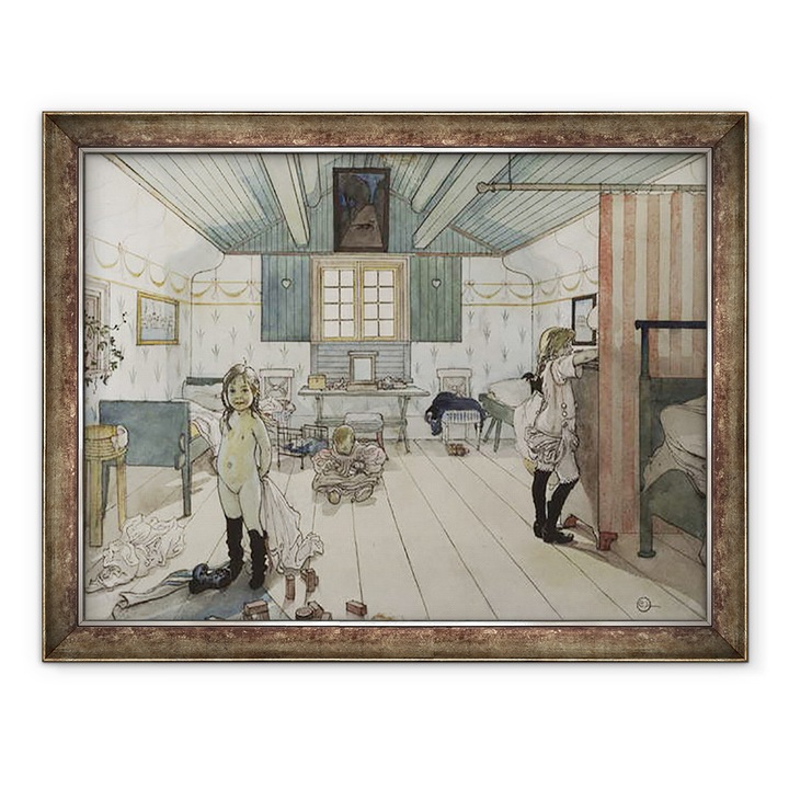 Tablou inramat - Carl Larsson - Camera Mammei si a fetitei, din seria A Home, 70 x 90 cm