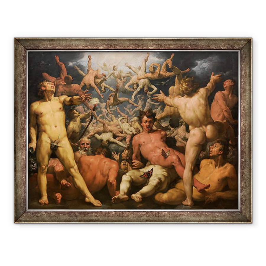 Tablou inramat - Cornelis Cornelisz van Haarlem - Caderea Titanilor Titanomachia, 70 x 90 cm