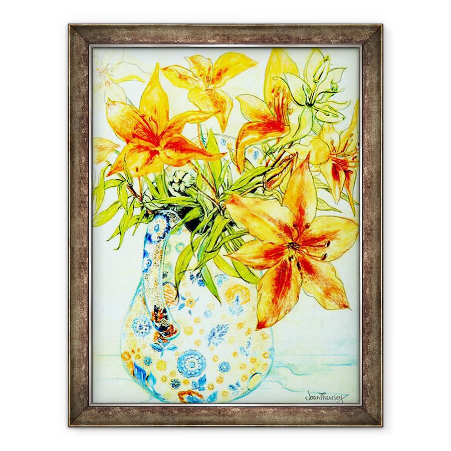 Tablou inramat - Joan Thewsey - Crini portocalii intr-o vaza japoneza, 2000, 70 x 90 cm