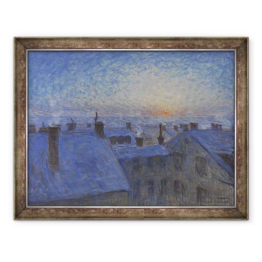 Tablou inramat - Eugene Jansson - Rasarit de soare peste acoperisurile din Stockholm, 70 x 90 cm