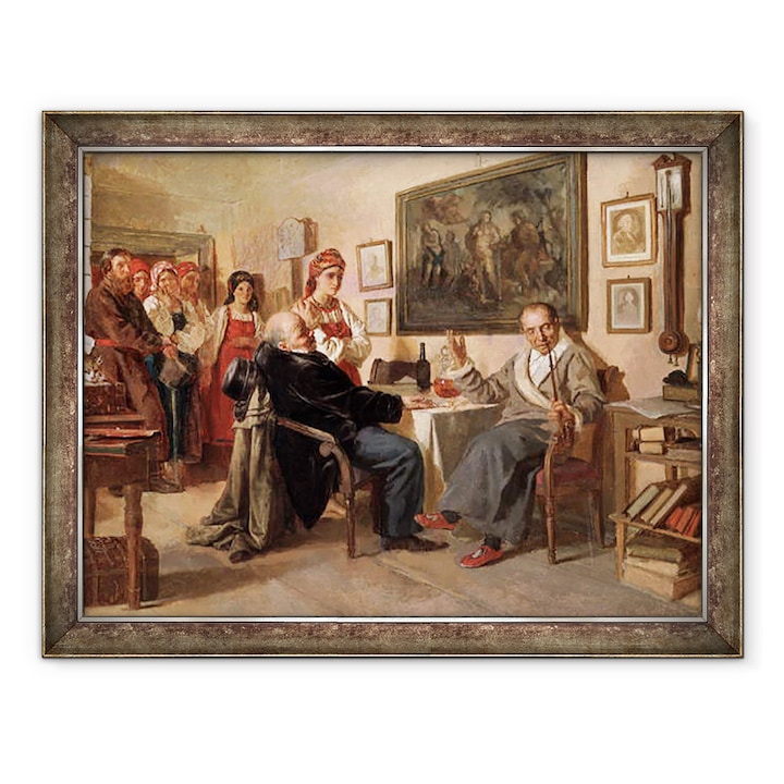 Nikolai Vasilievich Nevrev - A piac. A serfek eladása, Keretezett kép, 60 x 80 cm