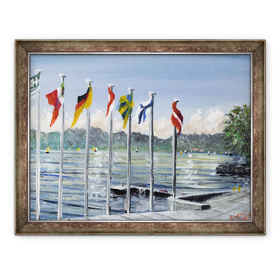 Tablou inramat - Vincent Alexander Booth - Steaguri despre Lac Leman, 2010, 70 x 90 cm
