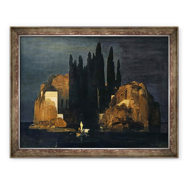 Arnold Bocklin - A Holtak Szigete, Keretezett kép, 60 x 80 cm