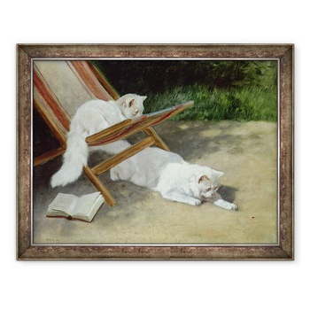 Tablou inramat - Arthur Heyer - Doua pisici albe persane cu o Ladybird de un sezlong, 60 x 80 cm Tablou inramat - Arthur Heyer - Doua pisici albe persane cu o Ladybird de un sezlong, 60 x 80 cm