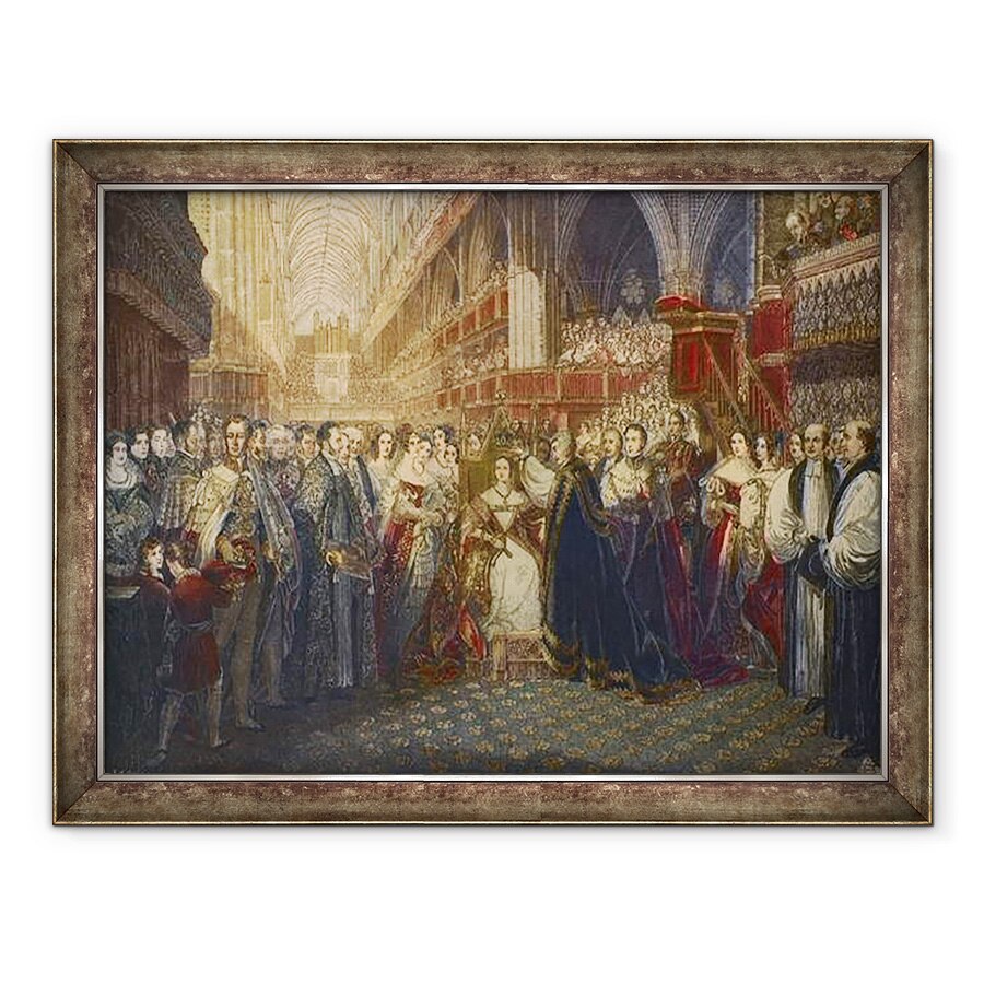 Tablou inramat - Edmund Thomas Parris - incoronarea reginei Victoria la Westminster Abbey, Londra la 28 iunie 1838 - incoronarea reginei Victoria, 60 x 80 cm