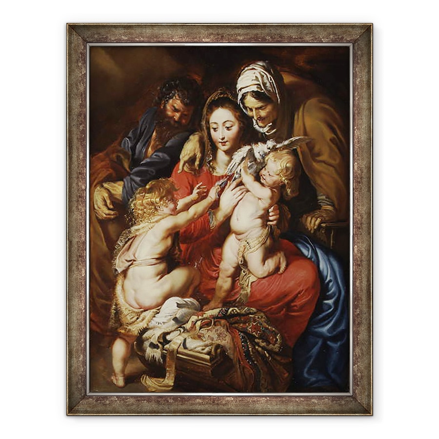 Tablou inramat - Peter Paul Rubens - Sfanta familie cu Sfanta Elisabeta, Sfantul Ioan, si un porumbel, 60 x 80 cm