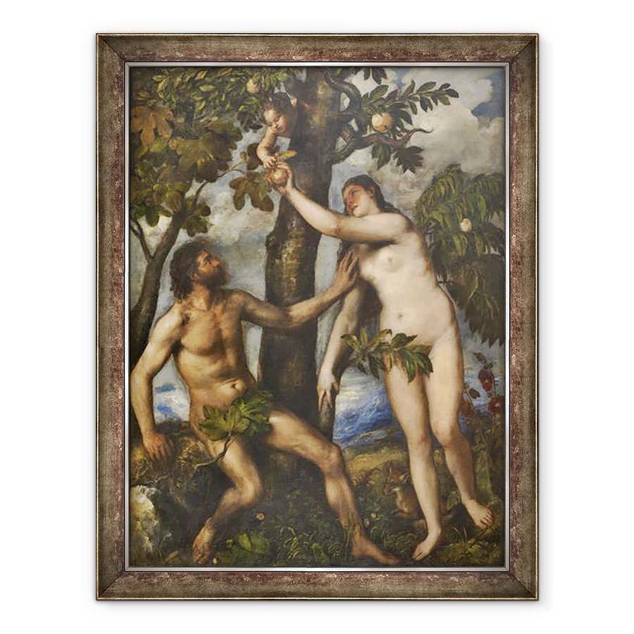 Tablou inramat - Titian - Adam si Eva, 70 x 90 cm