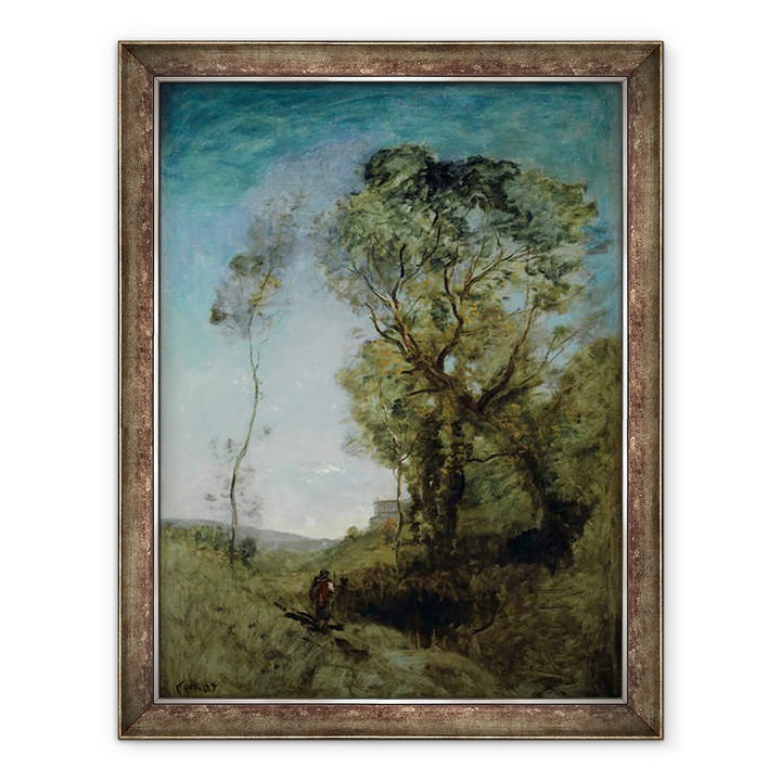 Картина в рамка - Жан Батист Камий Коро - Италианска вила зад боровете, 60 х 80 см