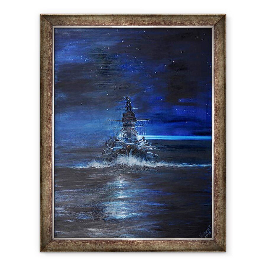 Tablou inramat - Vincent Alexander Booth - Kirishima cu Atago aprinde USS Dakota de Sud Guadalcanal 1942, 2018, 60 x 80 cm