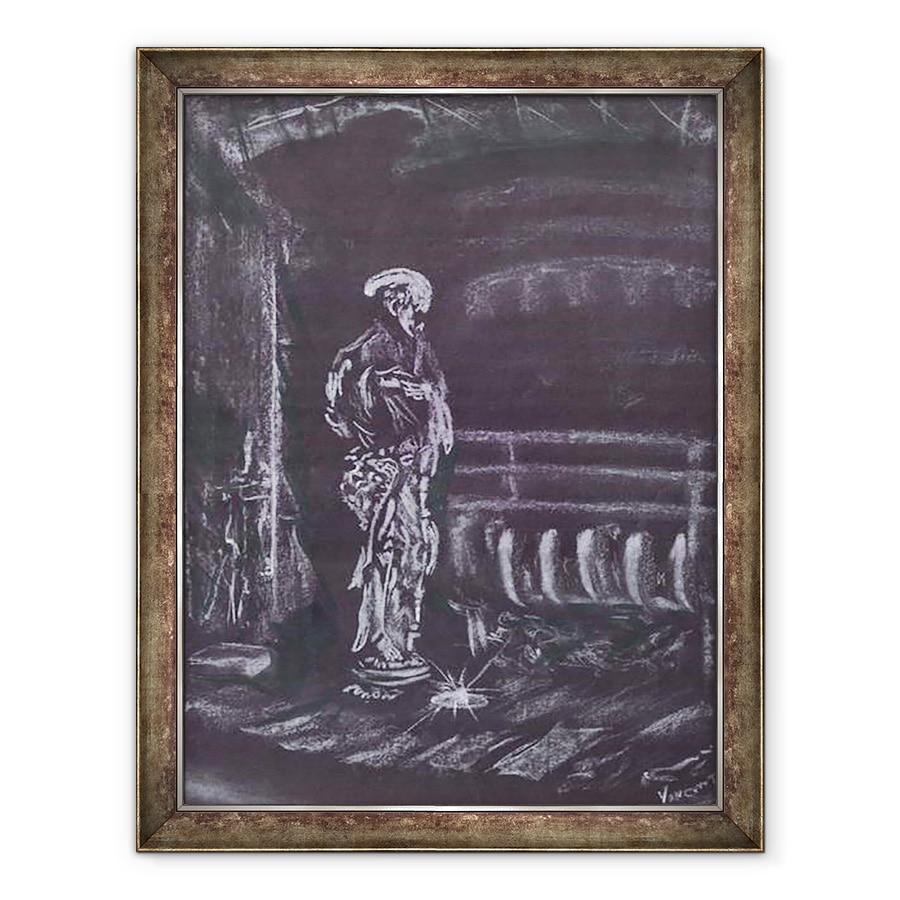 Tablou inramat - Vincent Alexander Booth - Statuie cu semineu la lumina lumanarilor, 1997, 60 x 80 cm