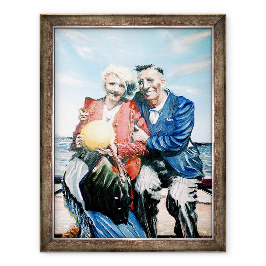 Tablou inramat - Vincent Alexander Booth - Gran si bunicul cu mingea la malul marii, 2017, 60 x 80 cm