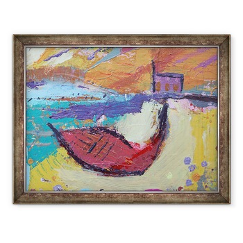 Tablou inramat - Sara Hayward - Barca rosie Iona, 60 x 80 cm Tablou inramat - Sara Hayward - Barca rosie Iona, 60 x 80 cm